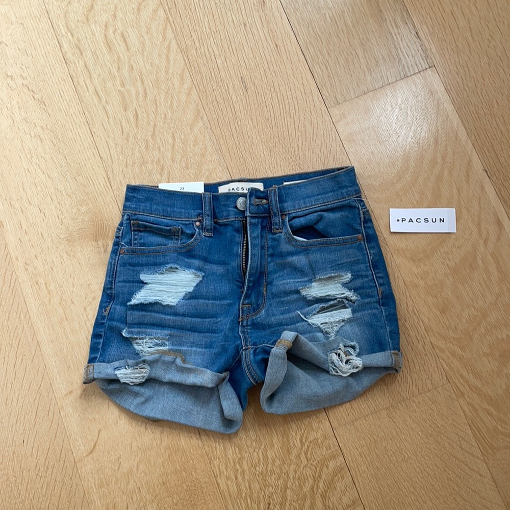 PacSun distressed the Shortie denim shorts